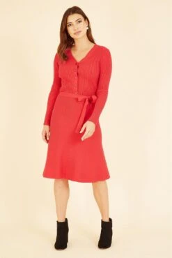 Yumi Red Knitted Skater Dress -Yumi Clothing Shop SkqauEeF 13232