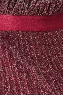 Goddiva Lurex Halterneck Pleated Maxi Dress - Wine -Yumi Clothing Shop SxqJU2yY 13034
