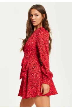 Liquorish Heart Print Mini Wrap Dress -Yumi Clothing Shop T7k0zwPt 14954