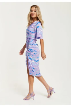 Liquorish Midi Wrap Dress With Abstract Zebra Print In Lilac -Yumi Clothing Shop TvmTGyJi 15663