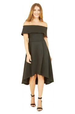 Mela London Black Bardot Dipped Hem Dress -Yumi Clothing Shop UFSzLcxV 14758