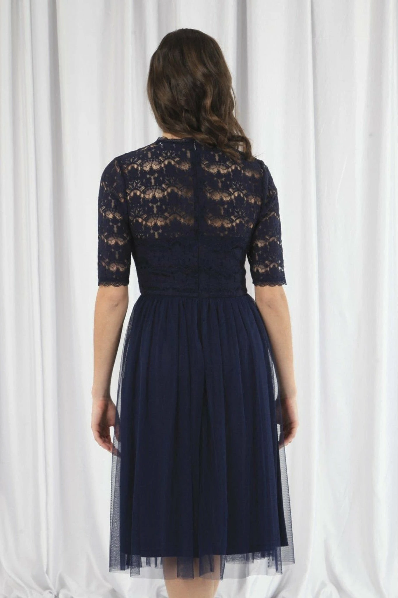 Double Second Navy Lace Dress With Tulle Skirt 5 Double Second Navy Lace Dress With Tulle Skirt - Image 5
