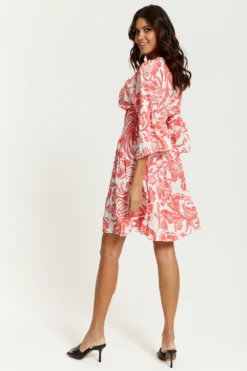Hoxton Gal Oversized V Neck Detailed Floral Print Mini Dress -Yumi Clothing Shop UOUhJ2YX 14907