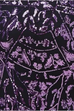 Goddiva Plus Sequin Mesh Embroidered Maxi Dress - Purple -Yumi Clothing Shop UafHezgu 13431