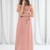 Double Second Pink Double Frill Off Shoulder Wrap Maxi Dress