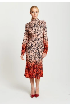 Liquorish Zebra Print Midi Dress With High Neck -Yumi Clothing Shop Up0SQtEQ 13008