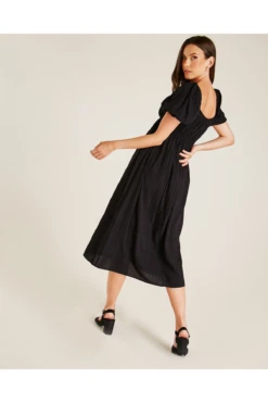 Dusty Pink Stitched Square Neck Midi Dress | Black -Yumi Clothing Shop UtpmcIjD 12030