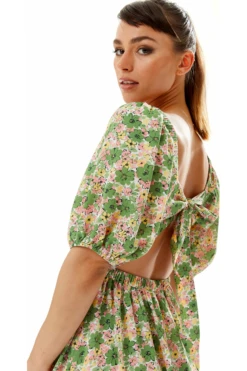 Liquorish Green Floral Maxi Dress With Cut Out Back -Yumi Clothing Shop VCF2Ynec 10805