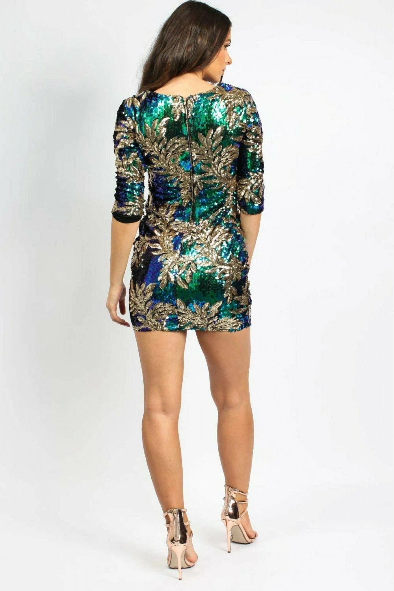 Aftershock London Leaf Sequin Bodycon Dress - Multicolour 4 Aftershock London Leaf Sequin Bodycon Dress - Multicolour - Image 4