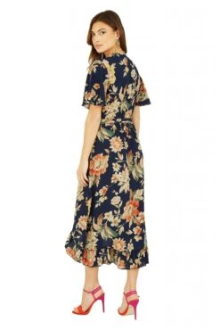 Mela London Navy Winter Floral Wrap Midi Dress -Yumi Clothing Shop X0LTbsyW 13513