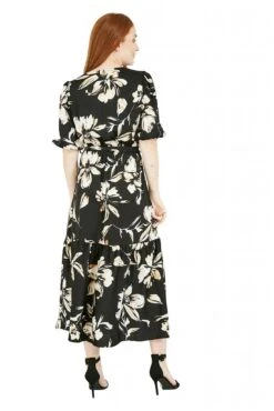 Mela London Black Floral Wrap Midi Dress 6 Mela London Black Floral Wrap Midi Dress -Yumi Clothing Shop XOWG44Bd 13932
