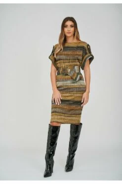 Yan Neo London The Zoe Stripe Print Jacquard Dress -Yumi Clothing Shop XgtB0HD2 6219