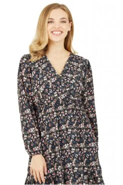 Mela London Ditsy Flower Print Wrap Layered Frill Dress -Yumi Clothing Shop Xn2LL8V2 14446