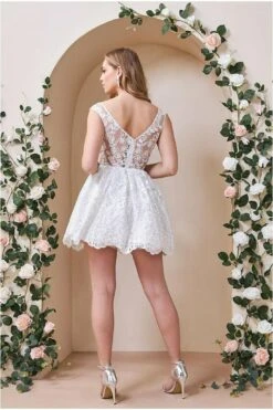 Goddiva Lace Back Mini Skater Dress - White -Yumi Clothing Shop Xwu0q5rp 4900