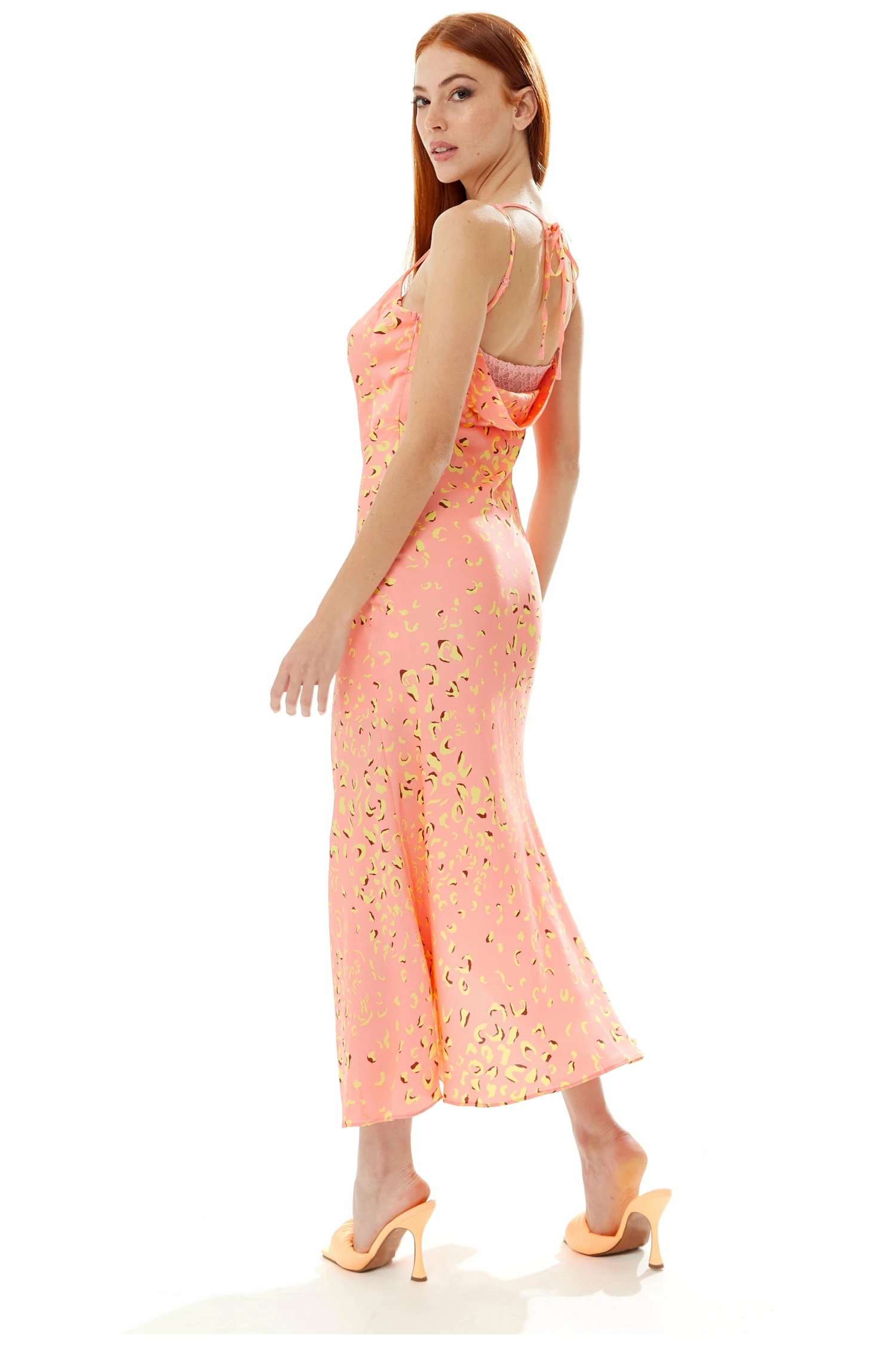 Liquorish Cowl Neck Abstract Animal Print Dress In Peach 3 Liquorish Cowl Neck Abstract Animal Print Dress In Peach - Image 3