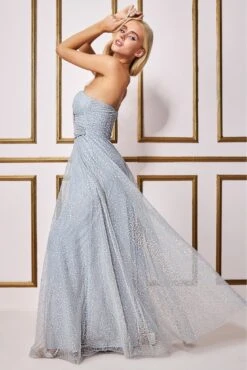 Goddiva Bandeau Sequin & Mesh Maxi Dress - Grey -Yumi Clothing Shop Yf0UctEM 3541