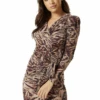Liquorish Divine Animal Print Long Sleeves Mini Dress
