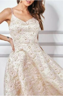 Goddiva Jacquard High Low Midi Dress - Blush -Yumi Clothing Shop Z31b6SXg 9526