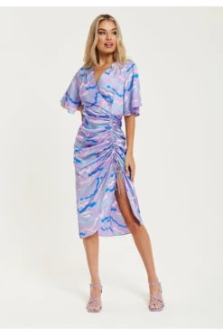 Liquorish Midi Wrap Dress With Abstract Zebra Print In Lilac -Yumi Clothing Shop ZOEVoWbc 15663