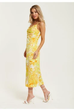 Liquorish Yellow And Orange Floral Print Ruched Maxi Dress 9 Liquorish Yellow And Orange Floral Print Ruched Maxi Dress -Yumi Clothing Shop ZVWJs8a3 15652