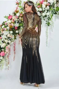 Goddiva Shooting Star Sequin Maxi Dress - Gold -Yumi Clothing Shop a6thb5JF 7387