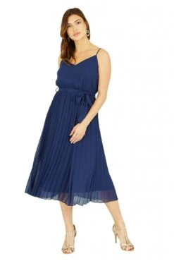Mela London Navy Pleated Strappy Midi Dress -Yumi Clothing Shop aEC1MghL 13515