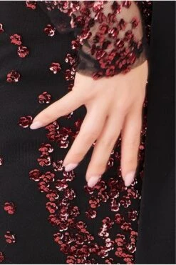 Goddiva Spread On Sequin Maxi Dress - Wine -Yumi Clothing Shop aNsdbutP 13092