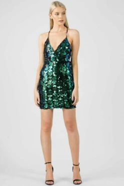 Aftershock London Mesh Sequin Wrap Dress -Yumi Clothing Shop aQRD83hq 10486