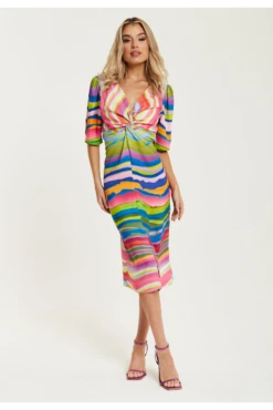 Liquorish Rainbow Knot Front Midi Dress -Yumi Clothing Shop aqQxISwa 15633