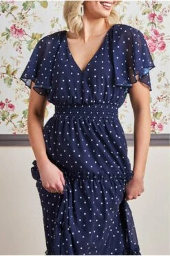 Goddiva Polka Dot Tiered Chiffon Maxi Dress - Navy 7 Goddiva Polka Dot Tiered Chiffon Maxi Dress - Navy -Yumi Clothing Shop b8Rv3Os4 9173