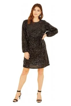 Mela London Black Sequin Smock Dress -Yumi Clothing Shop bLRuRPV5 13393