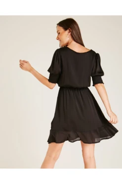 Dusty Pink Flared Hem Wrapped Dress -Yumi Clothing Shop bp7LrTuc 12041