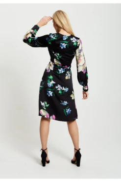 Liquorish Elegant Floral Print Midi Wrap Dress In Black -Yumi Clothing Shop c5RS8Jds 12863