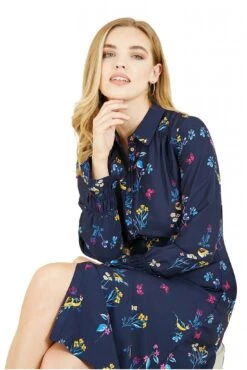 Yumi Recycled Navy Bird Print Shirt Dress -Yumi Clothing Shop cV26mSJu 14474