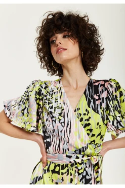 Liquorish Multicolour Abstract Print Midi Wrap Dress -Yumi Clothing Shop ceLJfqP9 15654