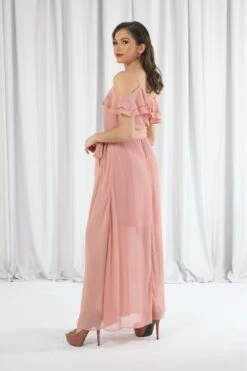 Double Second Pink Double Frill Off Shoulder Wrap Maxi Dress -Yumi Clothing Shop d6Faiub4 11919