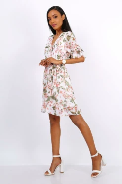 Lilura London Mini Wrap Dress With Frill Hem In White Floral -Yumi Clothing Shop dC2vtKHI 10594