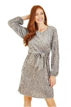 Mela London Silver Sequin Smock Dress -Yumi Clothing Shop dYPd170o 13392