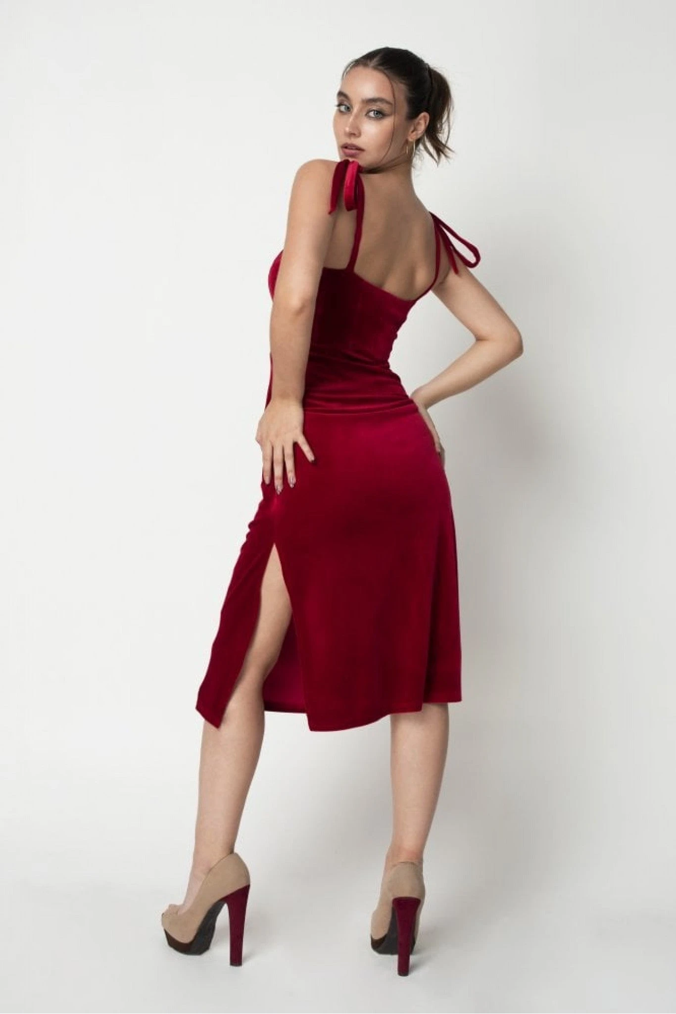Double Second Red Corset Velvet Dress 2 Double Second Red Corset Velvet Dress - Image 2