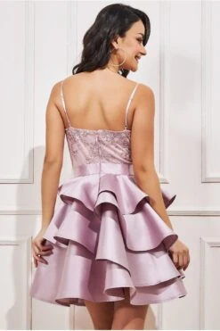 Goddiva Layered Frilled Midi Dress - Blush -Yumi Clothing Shop eJAHH0Ov 15220