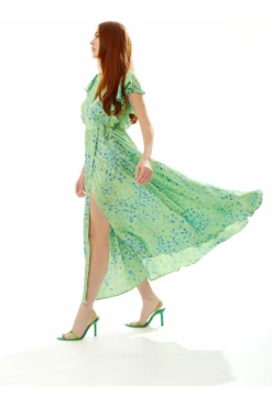 Liquorish Animal Print Maxi Wrap Dress In Sage -Yumi Clothing Shop eQDbP1Gh 10779