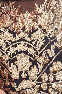 Goddiva Modesty Sequin Embroidered Maxi Dress - Gold -Yumi Clothing Shop fCf1H86p 15345