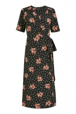 Mela London Floral Polka Dot Wrap Around Dress