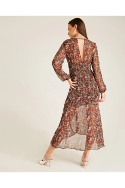 Dusty Pink Cut Out Back Floral Midi Dress | Chocolate -Yumi Clothing Shop fQwTduOe 12059