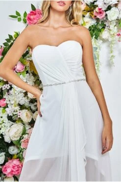 Goddiva Bardot Chiffon Wedding Dress With Belt - White 6 Goddiva Bardot Chiffon Wedding Dress With Belt - White -Yumi Clothing Shop fRXUEWYR 3544