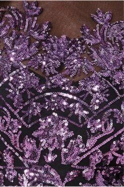Goddiva Sequin Mesh Embroidered Maxi Dress - Purple -Yumi Clothing Shop g3WHQdFw 13287
