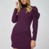 Yan Neo London Eos Puff Sleeved Purple Mini Dress
