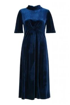 Yumi Navy Velvet Midi Dress With Back Tie -Yumi Clothing Shop gHKhpN0z 14453
