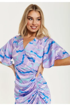 Liquorish Midi Wrap Dress With Abstract Zebra Print In Lilac -Yumi Clothing Shop gPRVHV6M 15663