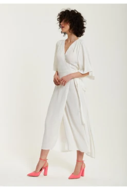 Liquorish Midi Wrap Dress In White -Yumi Clothing Shop gUcHCF6r 15751
